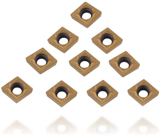 Set di Piastrine da Sostituzione 10 pezzi - Strumenti di Taglio in Metallo Duro - Componenti per Tornio - Alta Durata - 10 x 6 x 2,5 mm - Adatto per Acciaio - Piastrine da Taglio