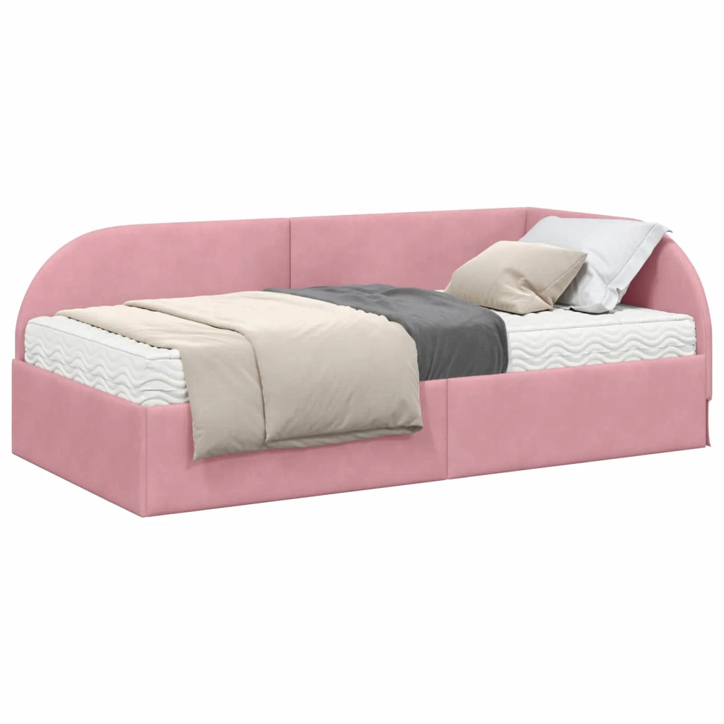 Struttura Letto Angolare con Materasso 2 pcs Rosa Velluto 3394207