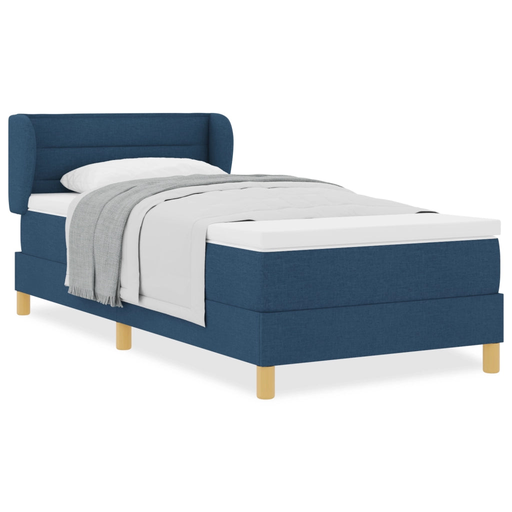Letto Box Spring con Materasso - Blu, 90x190 cm, Tessuto