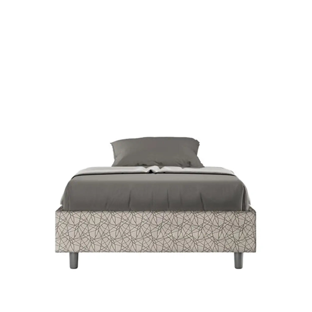 Letto una piazza e mezza con rete imbottito 120x210 tessuto Era 2 grigio Azelia