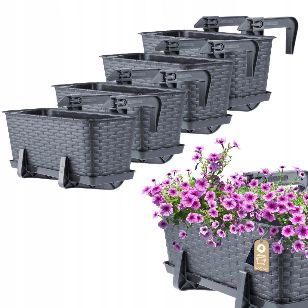 KADAX Supporto per vasi da fiori da balcone, 40 cm, 4 pezzi