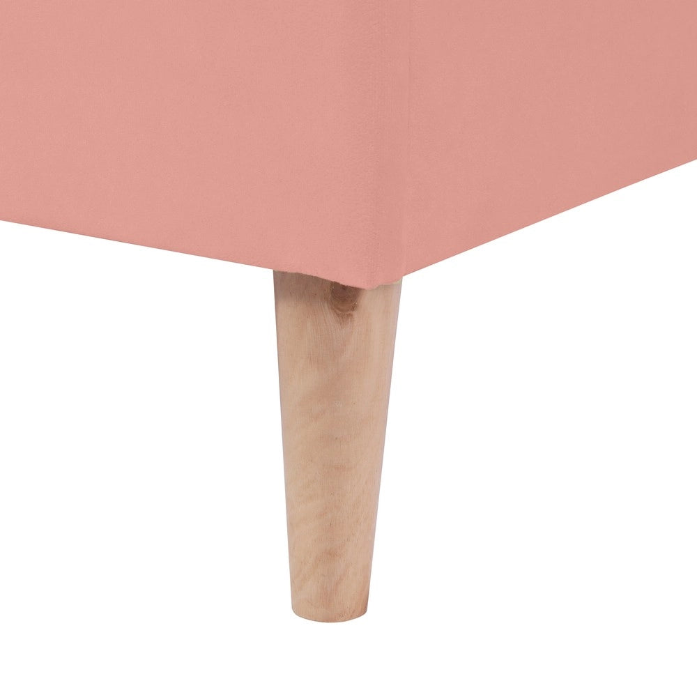Letto Imbottito 140x200 con Testiera Regolabile ¨C MINIMAL ¨C Velluto Rosa, Rete a Doghe