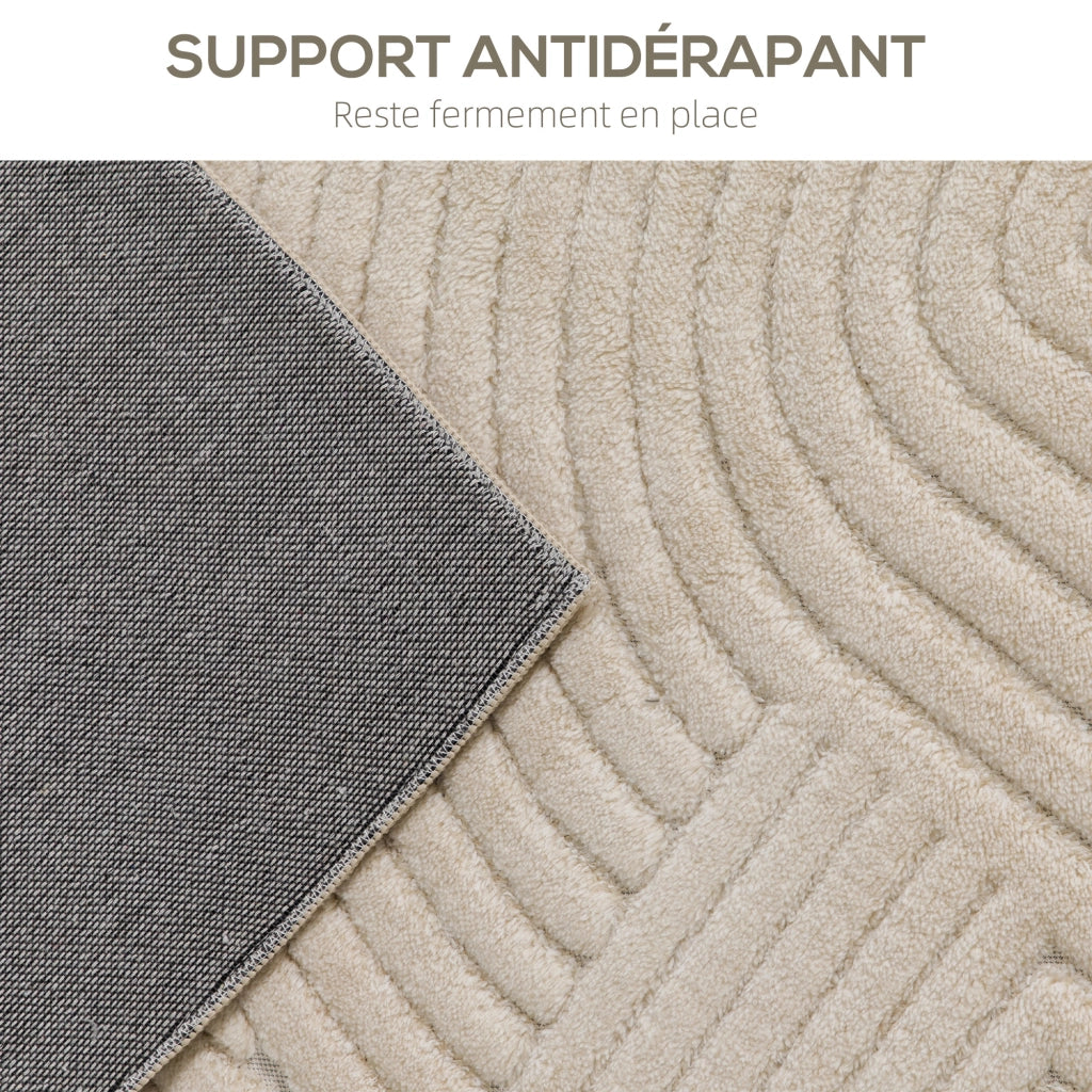 Tappeto 230x160 cm ¨C Zephmum ¨C Geometrico Pelo Lungo Antiscivolo Crema