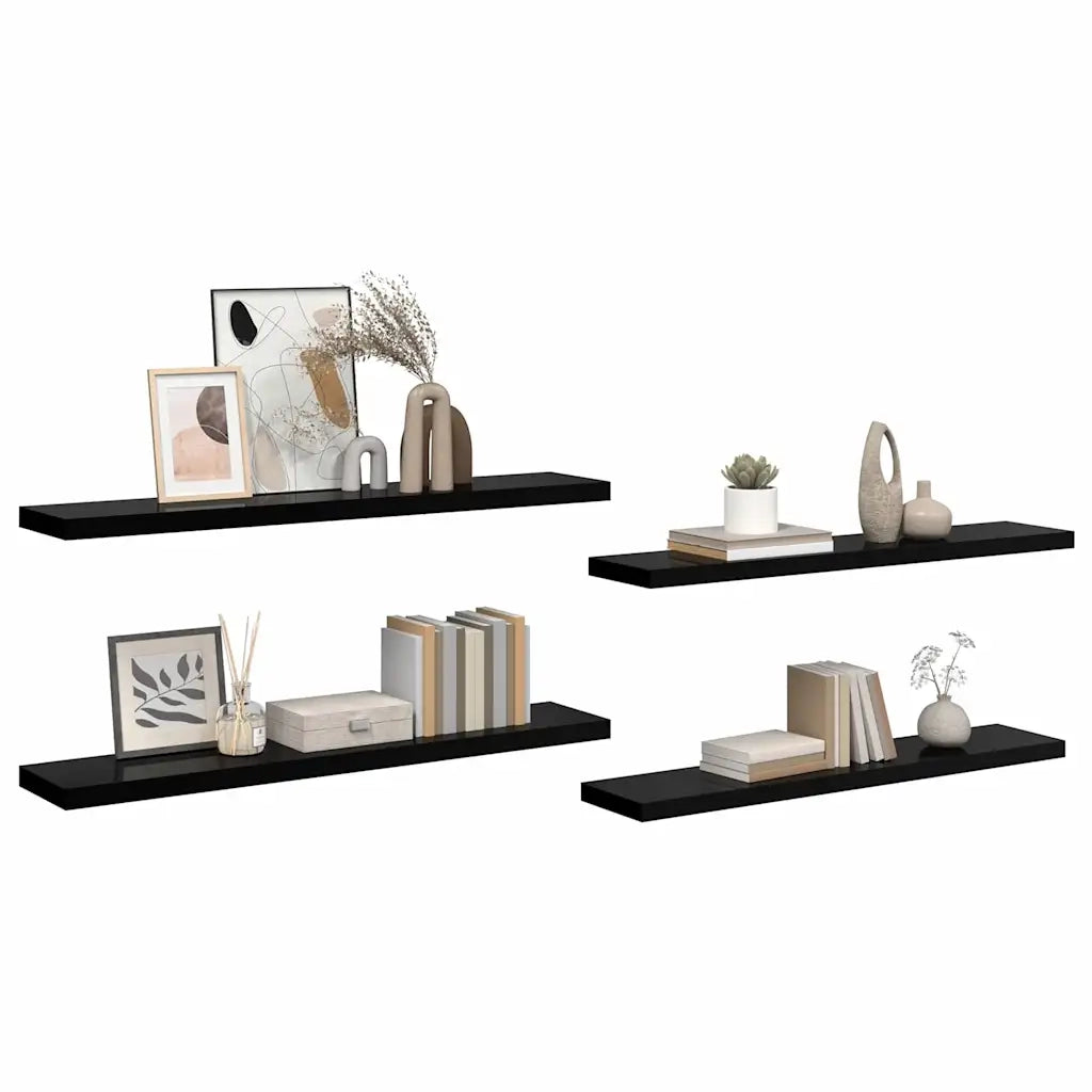 Scaffali a Parete 4 pz Nero Lucido 120x23,5x3,8 cm in MDF cod mxl 32946