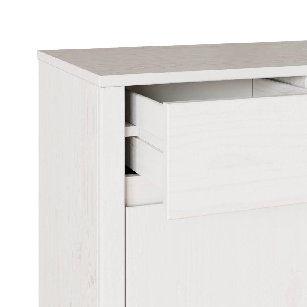 Credenza "DRAMMEN" Bianca 114x43x75,5 cm in Legno Massello di Pino