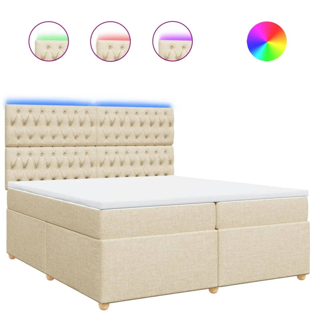 vidaXL Giroletto a Molle con Materasso Crema 200x200 cm in Tessuto
