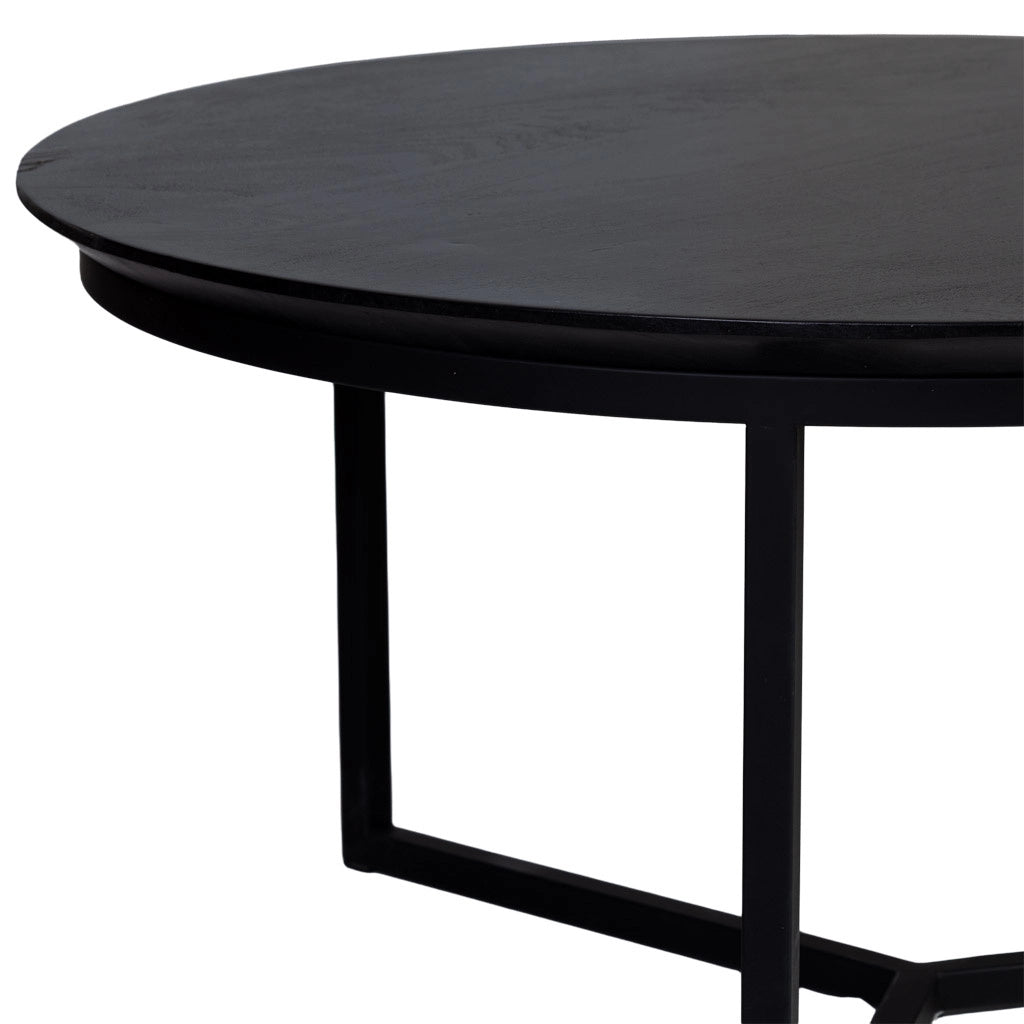 Tavolino, piano in legno di mango nero e gambe in ferro 80x80x40h cm