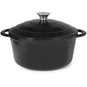 Casseruola in ghisa con 2 manici e coperchio nero Ø 26 cm