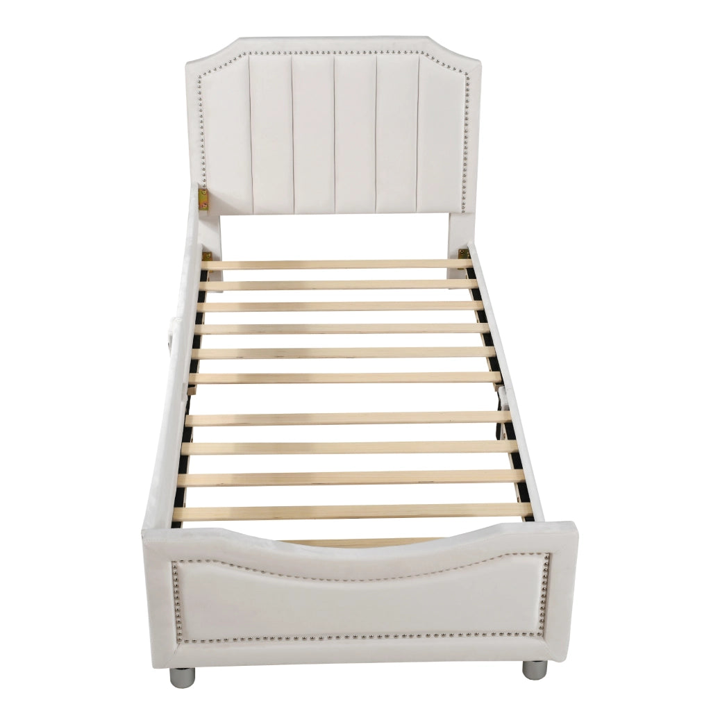 Letto per Bambini 90x200 cm; Letto Singolo - Divano; con Sponda - Flanella - Beige