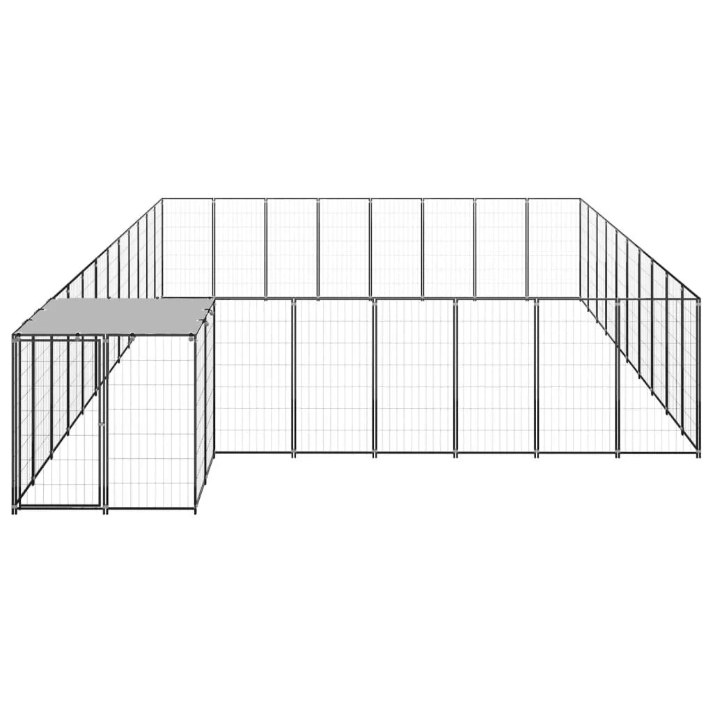 Recinto per animali da esterno per cani 25,41 m² acciaio nero 02_0000514