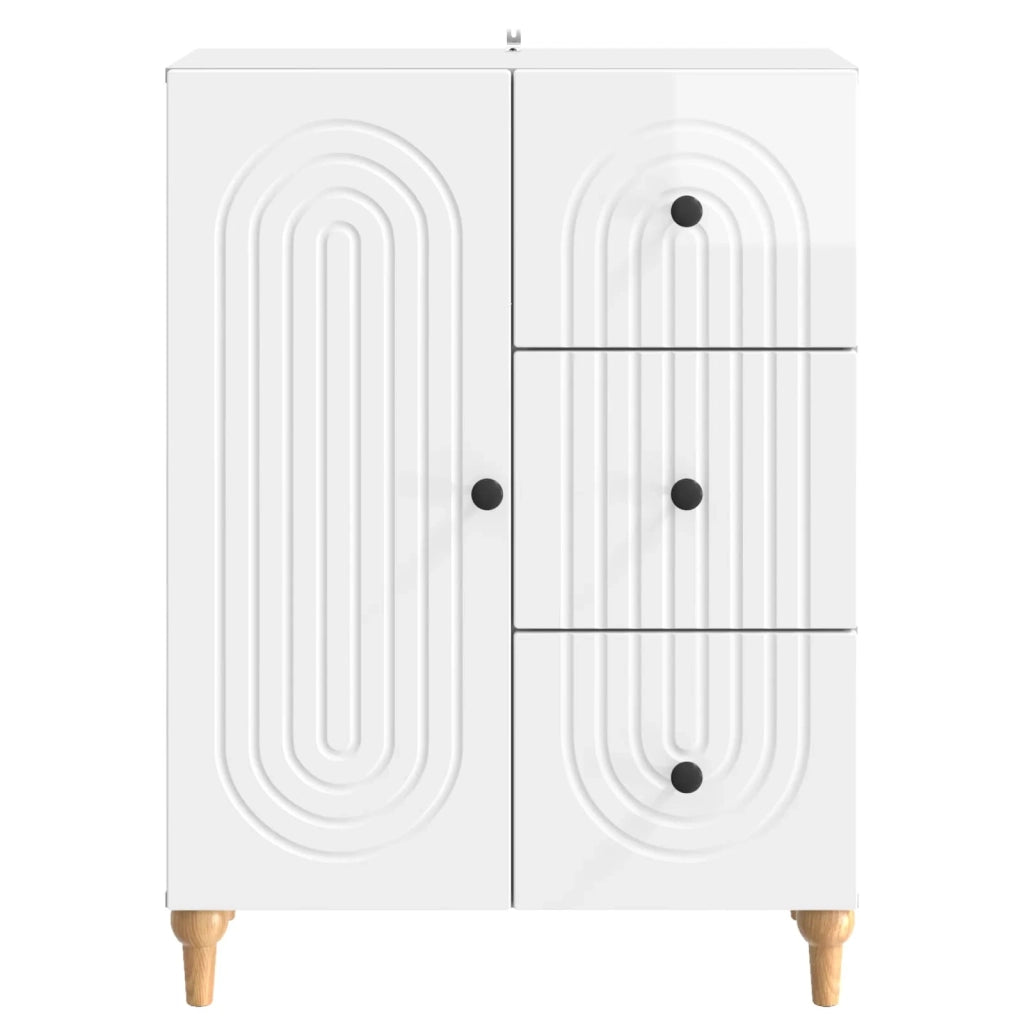 Credenza Bianco Lucido 66 x 34,5 x 90 cm Legno ingegnerizzato