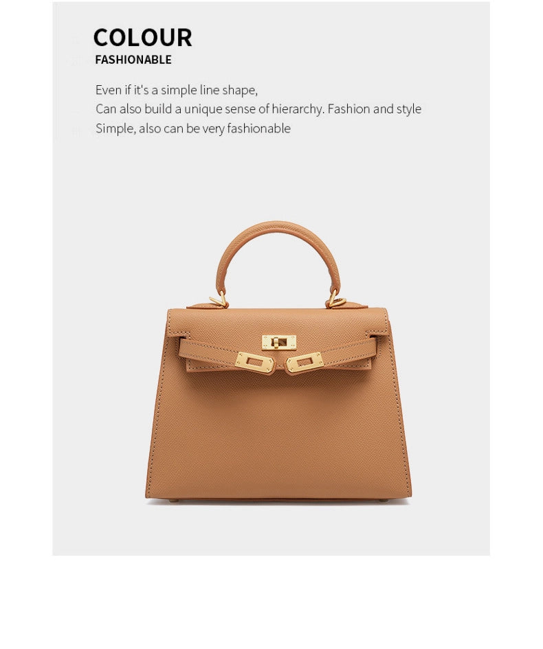 Borsa a tracolla da donna in vera pelle, colore marrone.