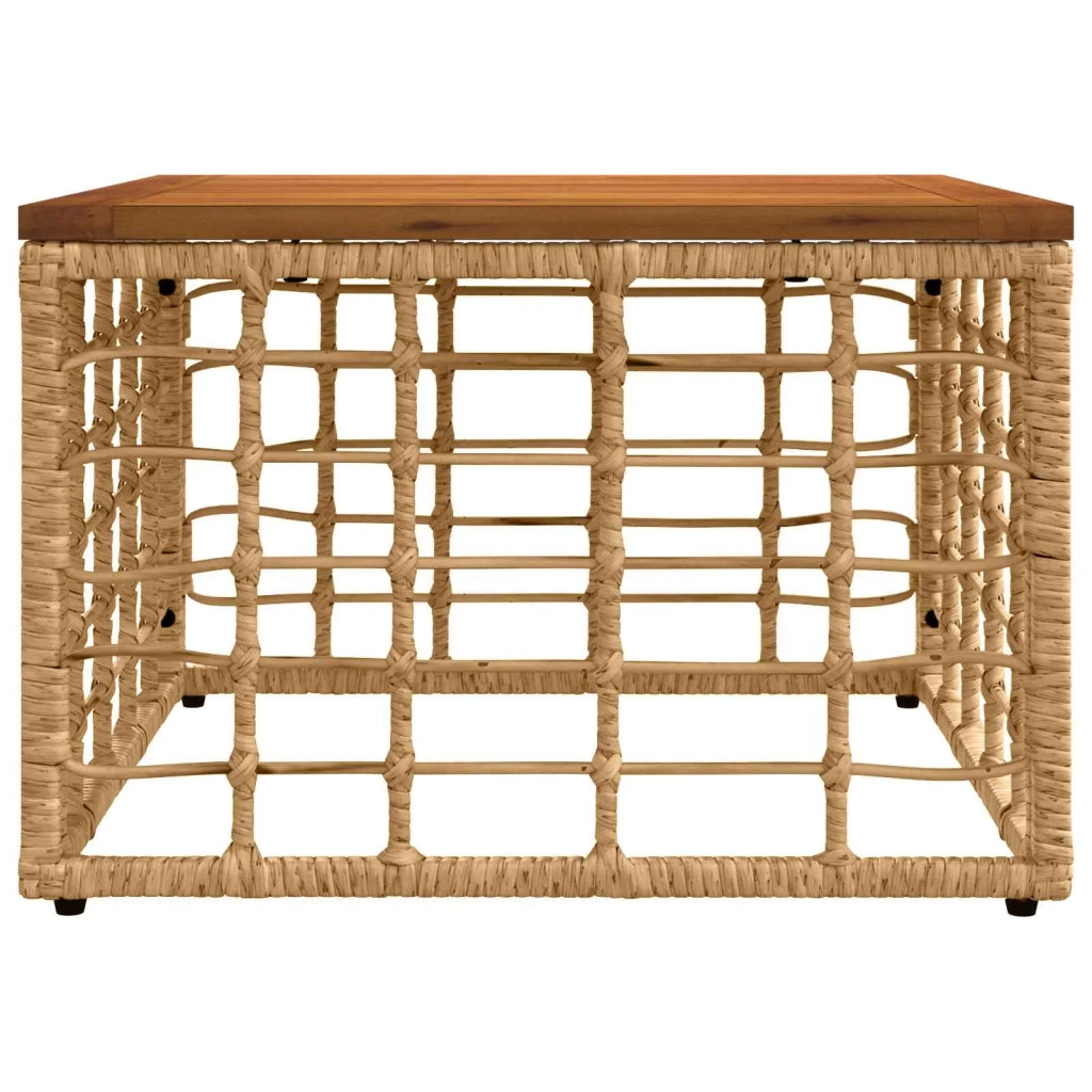 Tavolo da Giardino Naturale 55 x 55 x 37 cm Rattan PE e Vetro 42035140