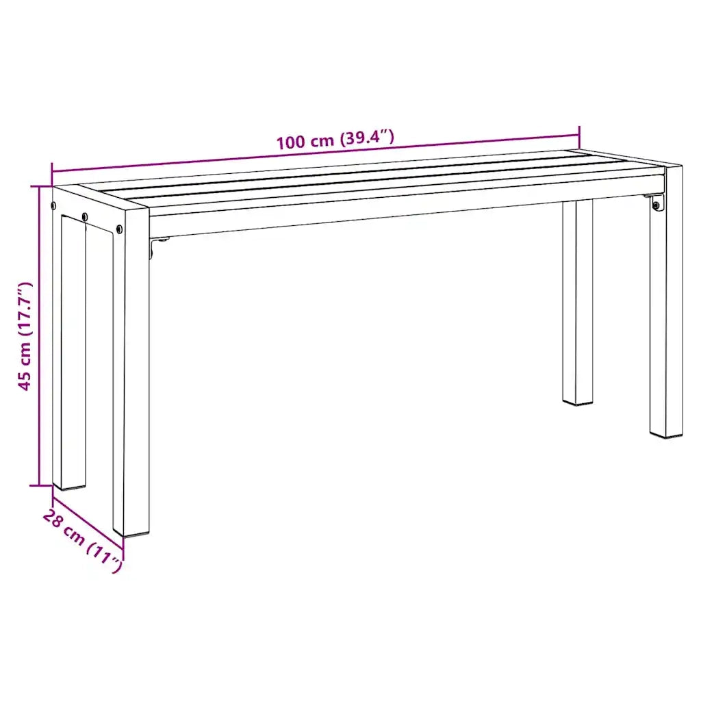 Panchina da giardino Marrone 100 x 28 x 45cm Acciaio 42001772