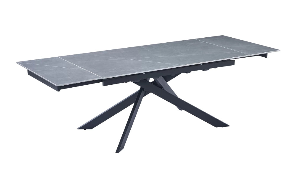 Mobili 2g - tavolo moderno allungabile piano pietra ardesia grigio chiaro 160x90x78 - Mobili 2G