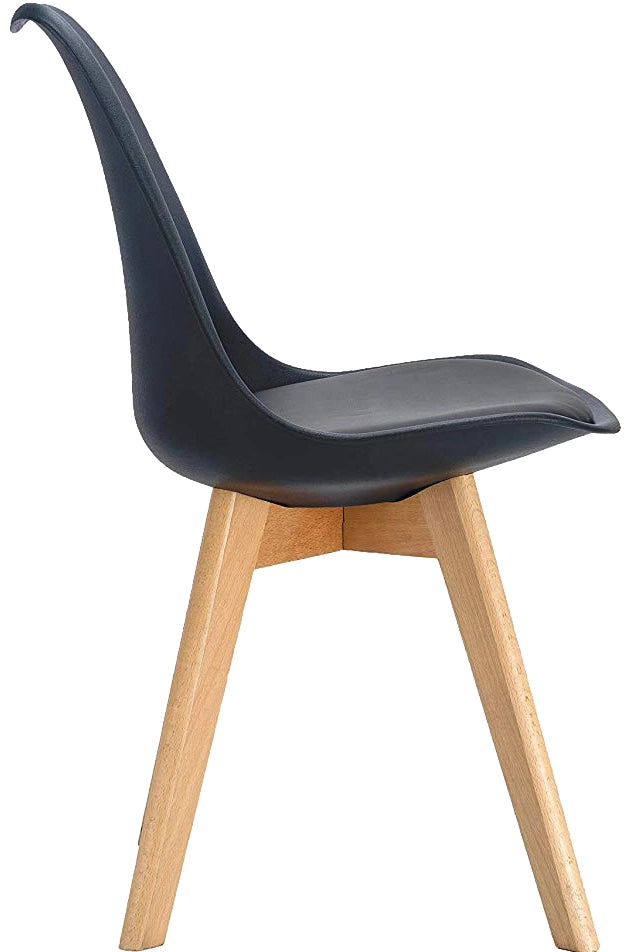 4 MAURY'S SEDIE NORDICA NERA STILE SCANDINAVO GAMBE IN LEGNO CON CUSCINO