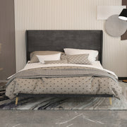 Letto imbottito 160x200 grigio con testiera morbida - Xylo