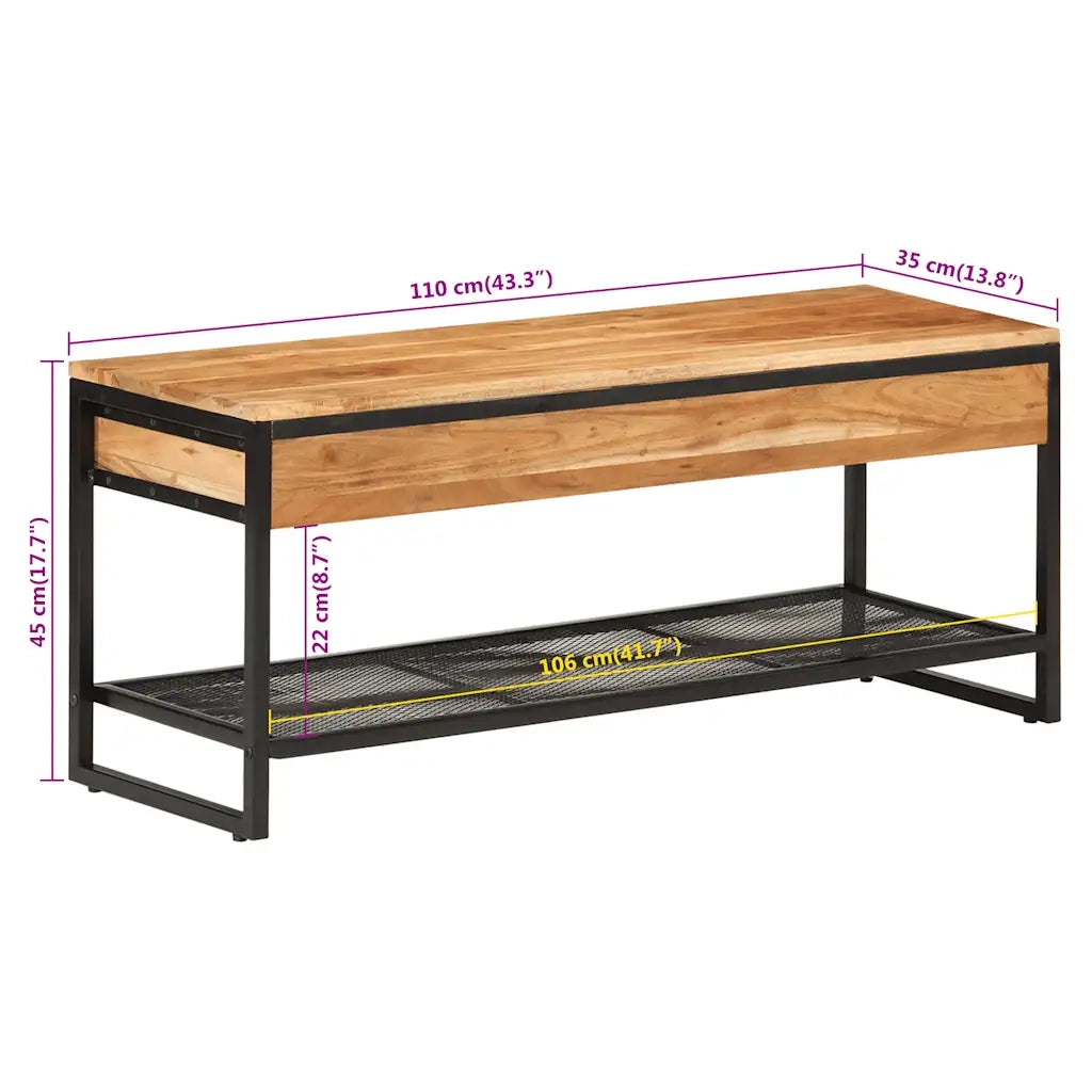 vidaXL Panca da Giardino 110x35x45 cm Legno Massello di Acacia e Ferro