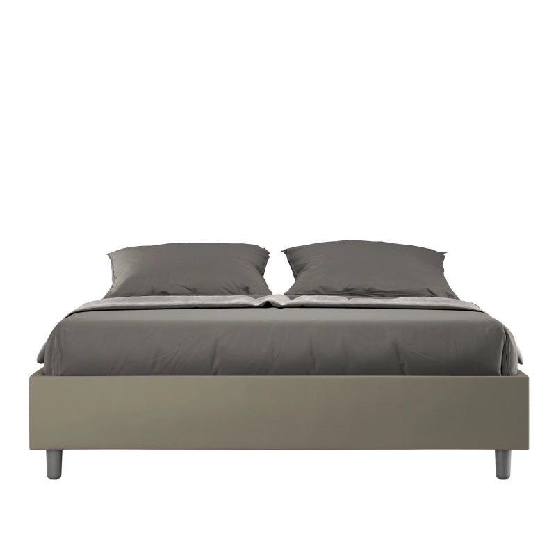 Letto Sommier imbottito Matrimoniale 160x210 cm Azelia - Similpelle,Senza rete,Cappuccino