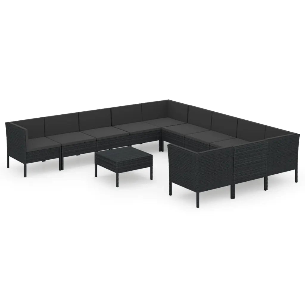 Set Divani da Giardino 12 pz con Cuscini in Polyrattan Nero cod mxl 38432