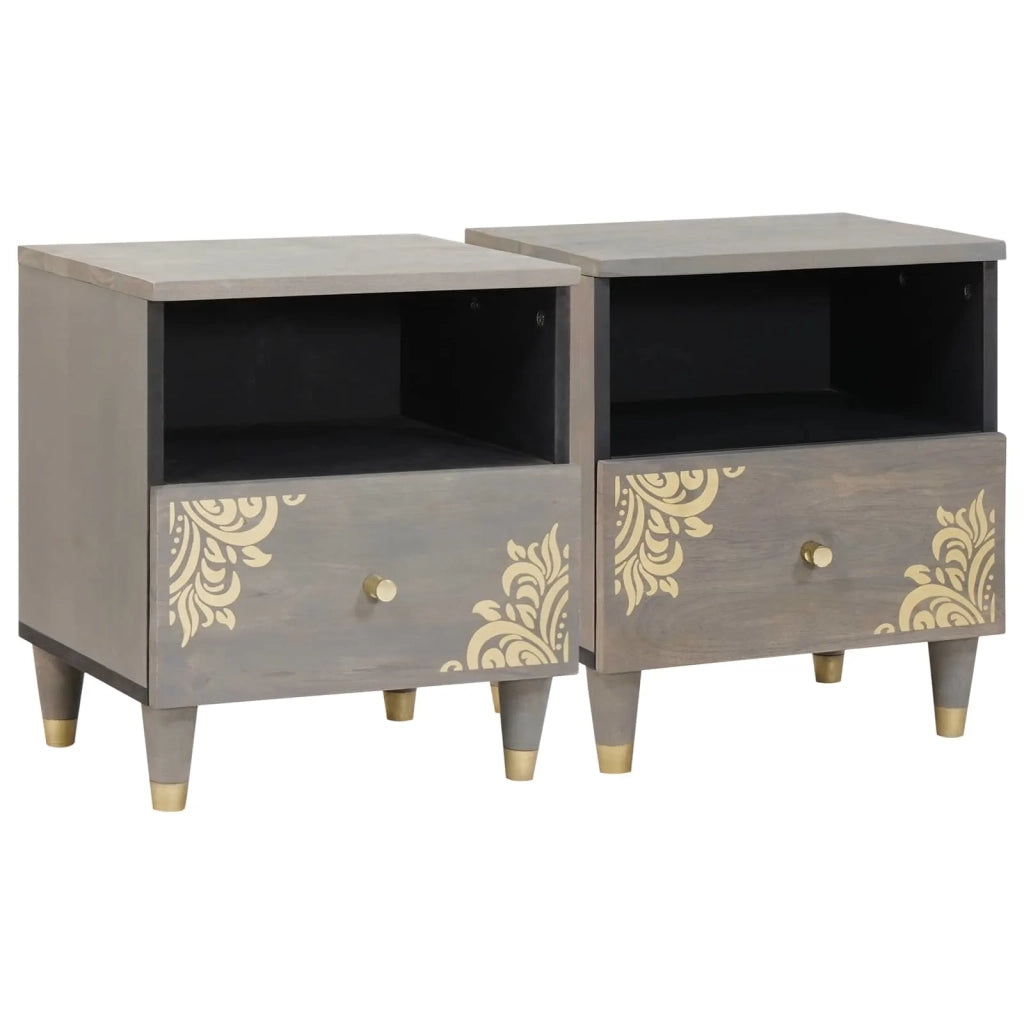 Set di 2 Comodini | Armadio da Notte | Mobiletto da notte con cassetto Grigio 40 x 33 x 46 cm
