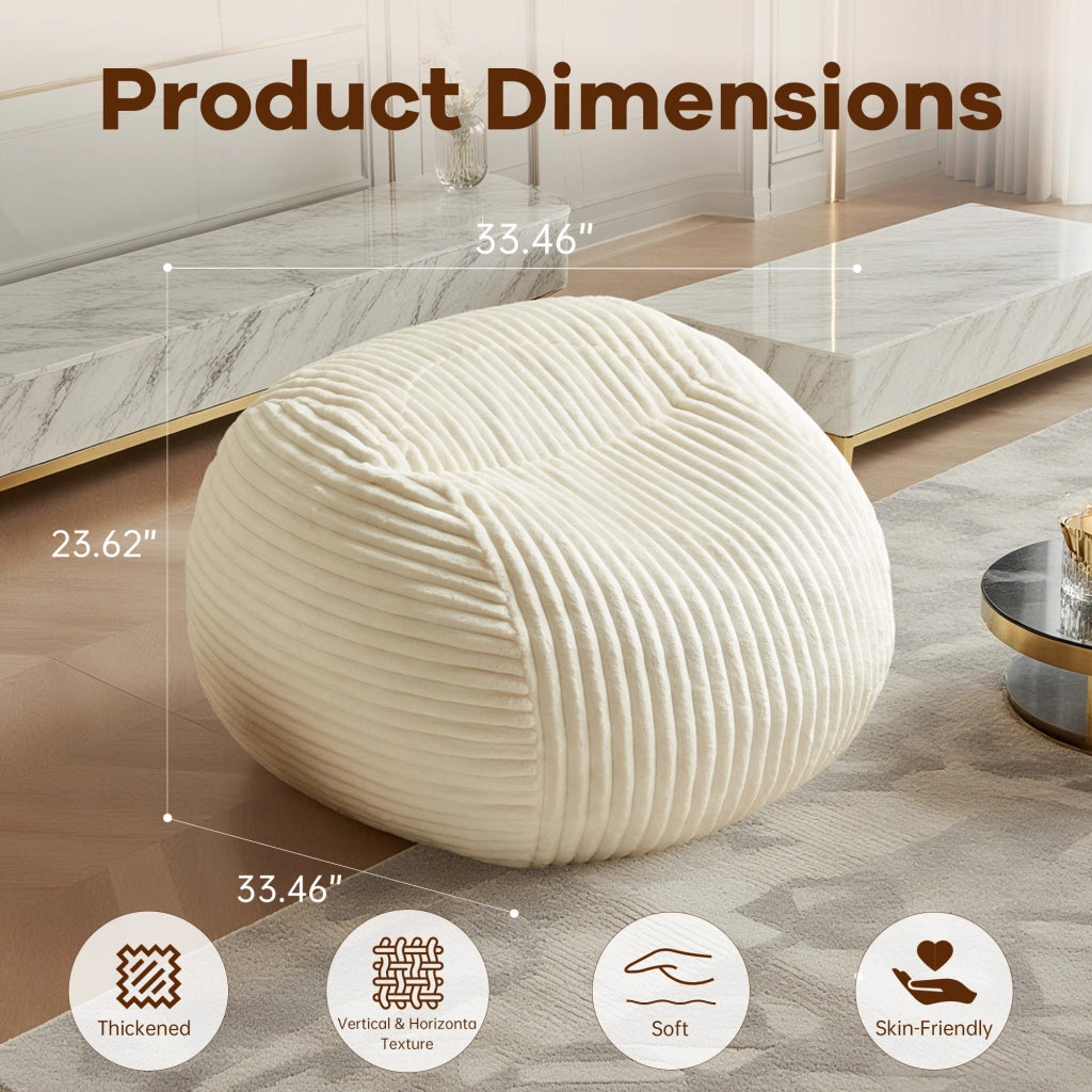 Pouf sacco con imbottitura in memory foam, schienale ergonomico e braccioli allargati in flanella beige