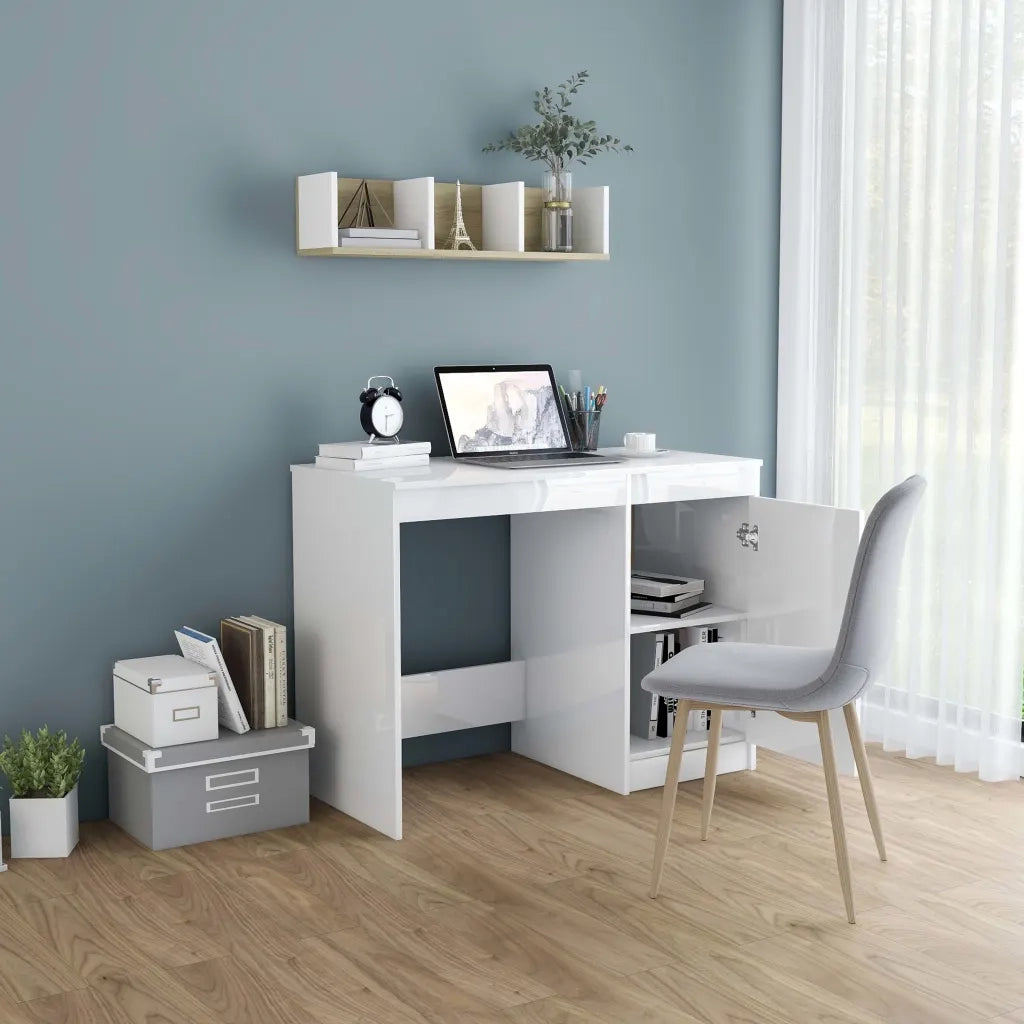 Scrivania Bianco Lucido 100x50x76 cm in Legno Multistratocod mxl 97192