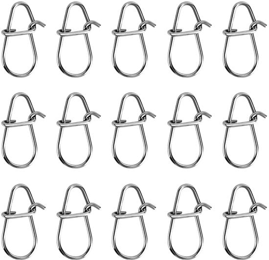 Fermo Viso Rotativo da 100 Pezzi - Clip RVS a Sfogo - Connettore a Forma di Canna da Pesca - Pesci di Mare - Superficie Liscia - Movimento Antiscivolo - Clip da Pesca