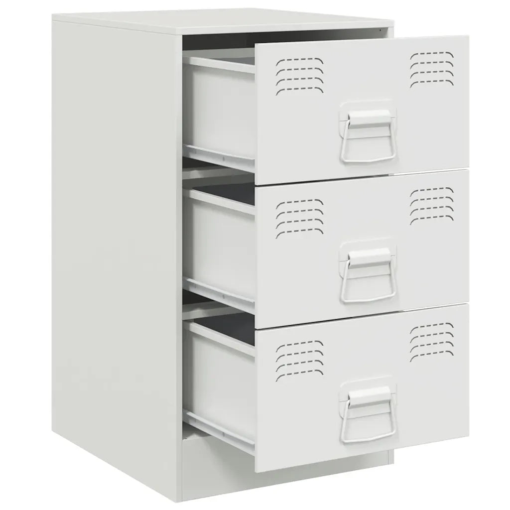 Comodino | Armadio da Notte | Mobiletto da notte Bianco 34,5x39x62 cm in Acciaio