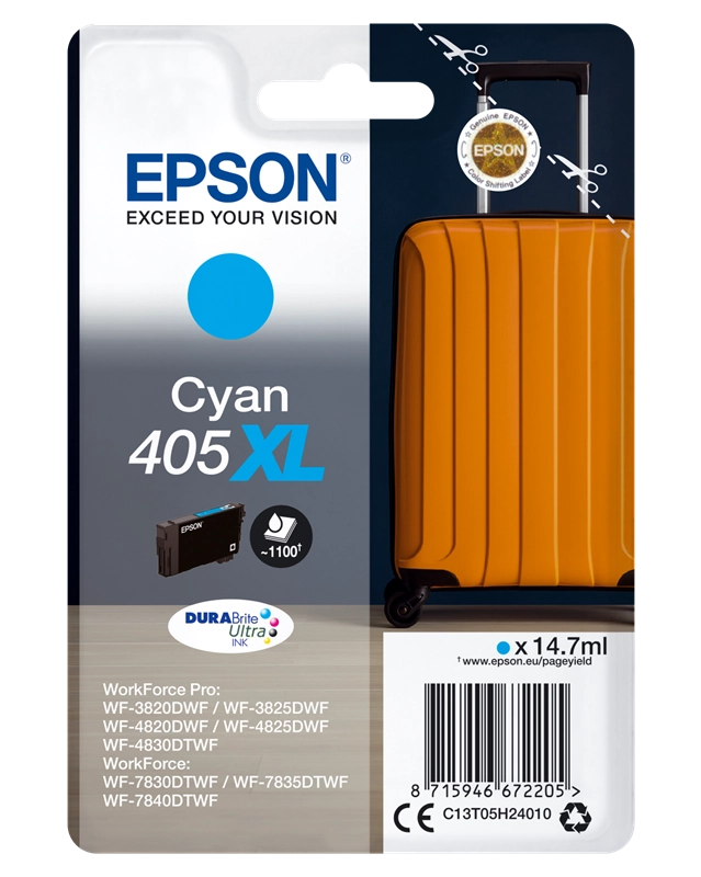 Epson Singlepack Cyan 405XL DURABrite Ultra Ink