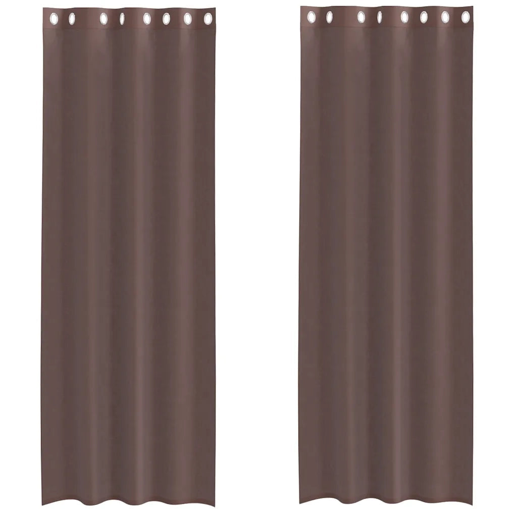 vidaXL Tende in Voile con Occhielli 2 pz Marrone 140x300 cm