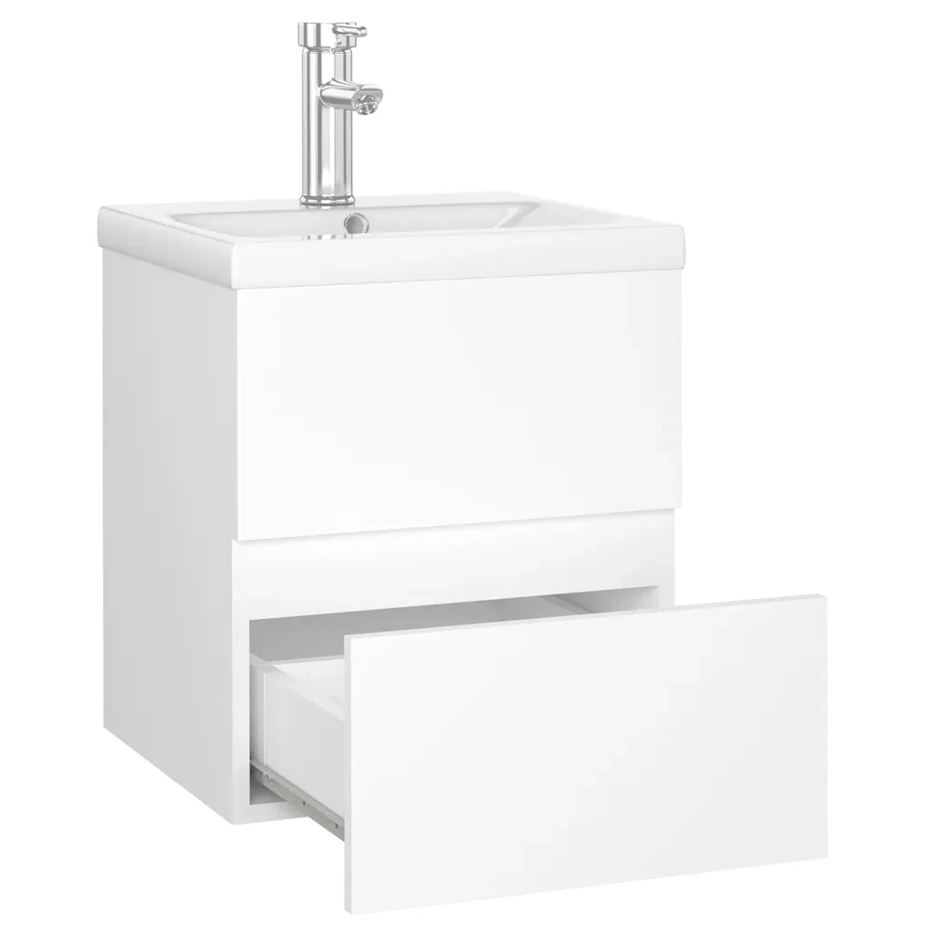 Mobile con Lavabo | Armadio Lavabo Integrato Bianco in Legno Multistrato