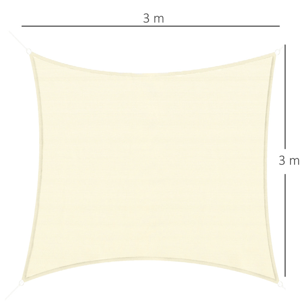 Tenda da Sole Rettangolare 3x3m Polietilene Alta Densit¨¤ ¨C zephmum ¨C Crema con Sacchetto