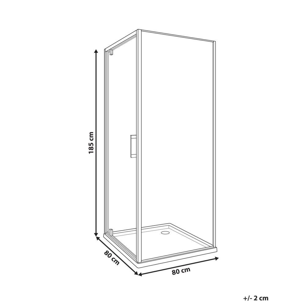 Box Doccia Vetro Temperato dorato Cornice Alluminio Anta Singola Quadrata 80 x 80 x 185 cm