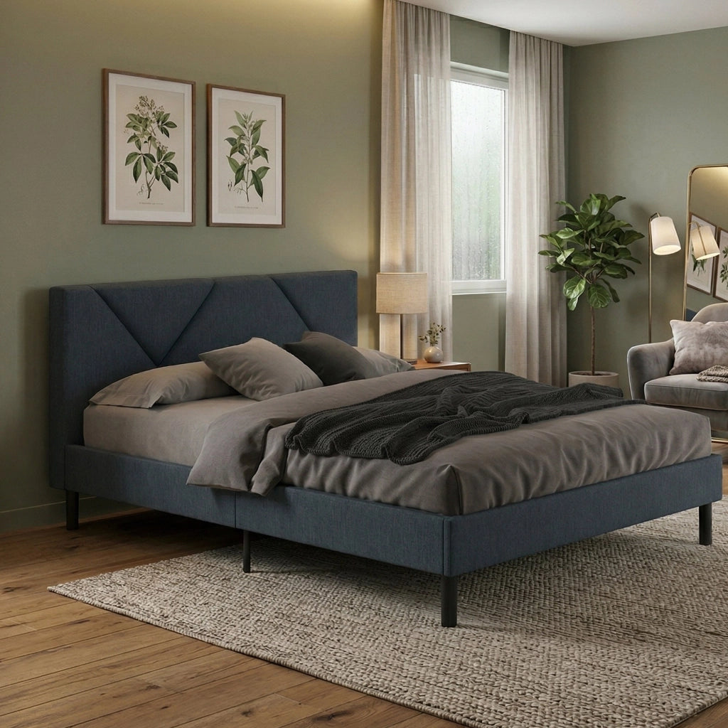 Ikelos, Letto Alla Francese Dimensione Materasso 140x190 cm, blu