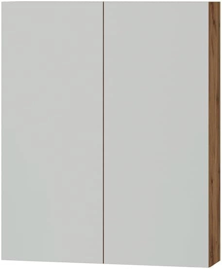 Specchio contenitore bagno Lotta, Rovere, 79.7 x 73.2 cm con 2 porte, per montaggio a parete con specchio integrato e ripiani