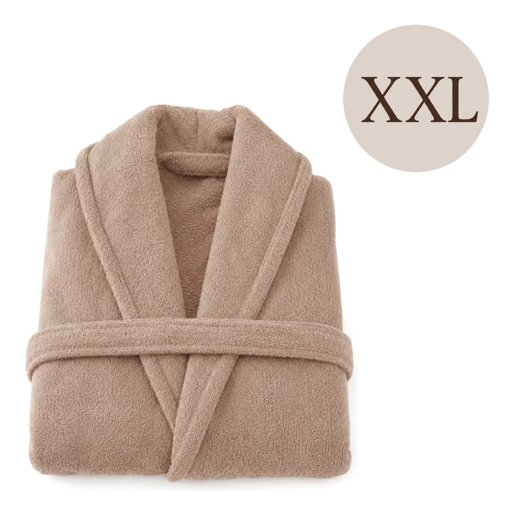 Satina, Accappatoio 100% Cotone con Cappuccio, Marrone Sabbia
