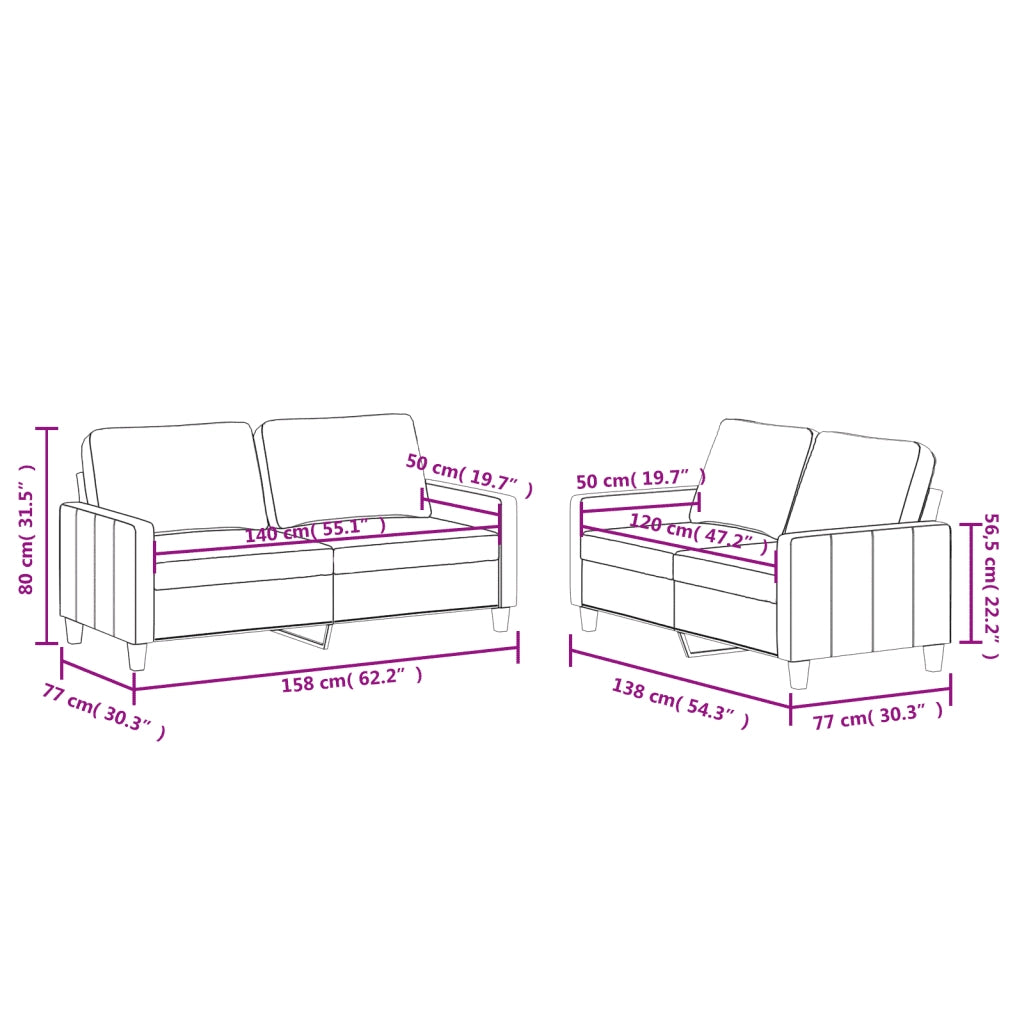 Set di Divani 2 pz con Cuscini crema in Similpelle