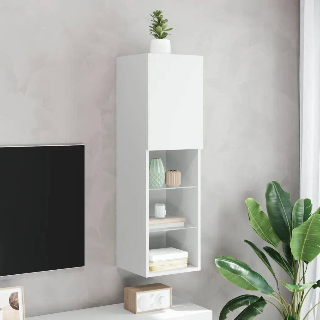 Mobile TV con Luci LED Bianco 30,5x30x102 cm 837015
