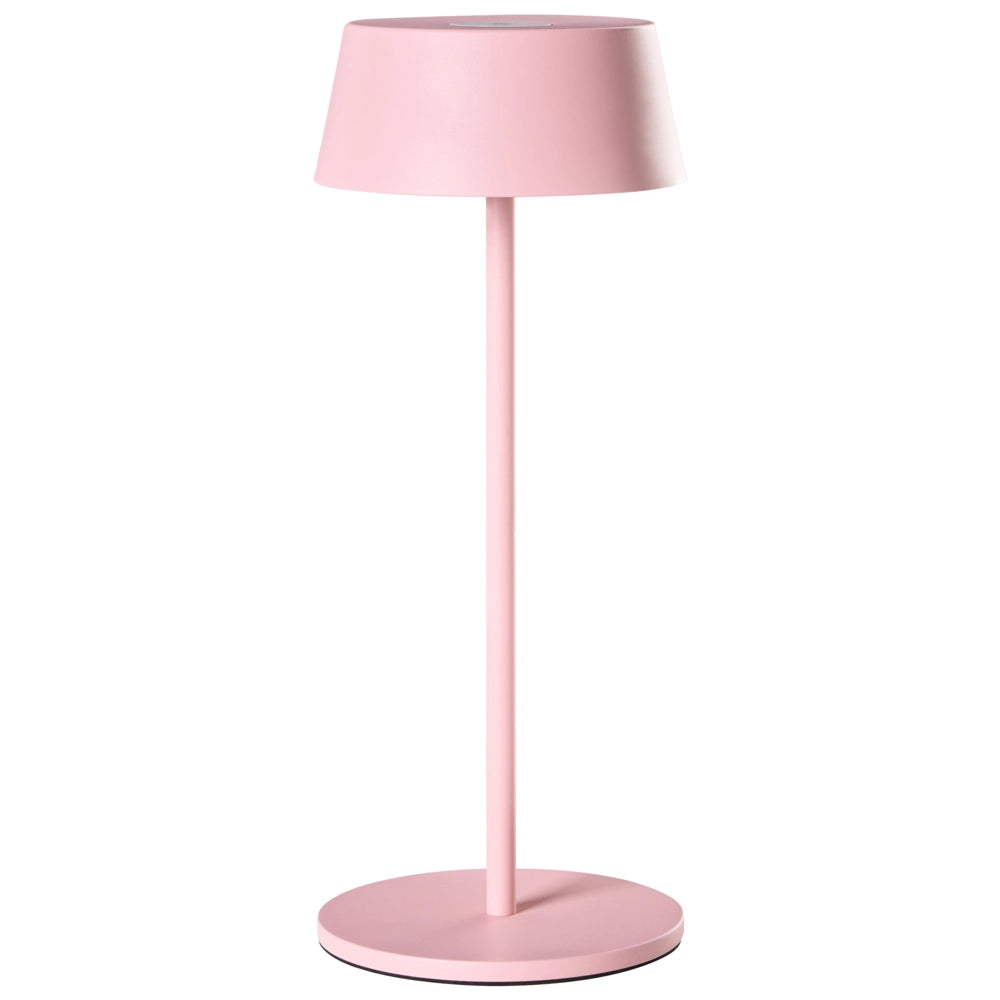 Lampada da tavolo wireless rosa in metallo da interno ed esterno con porta USB C ricaricabile