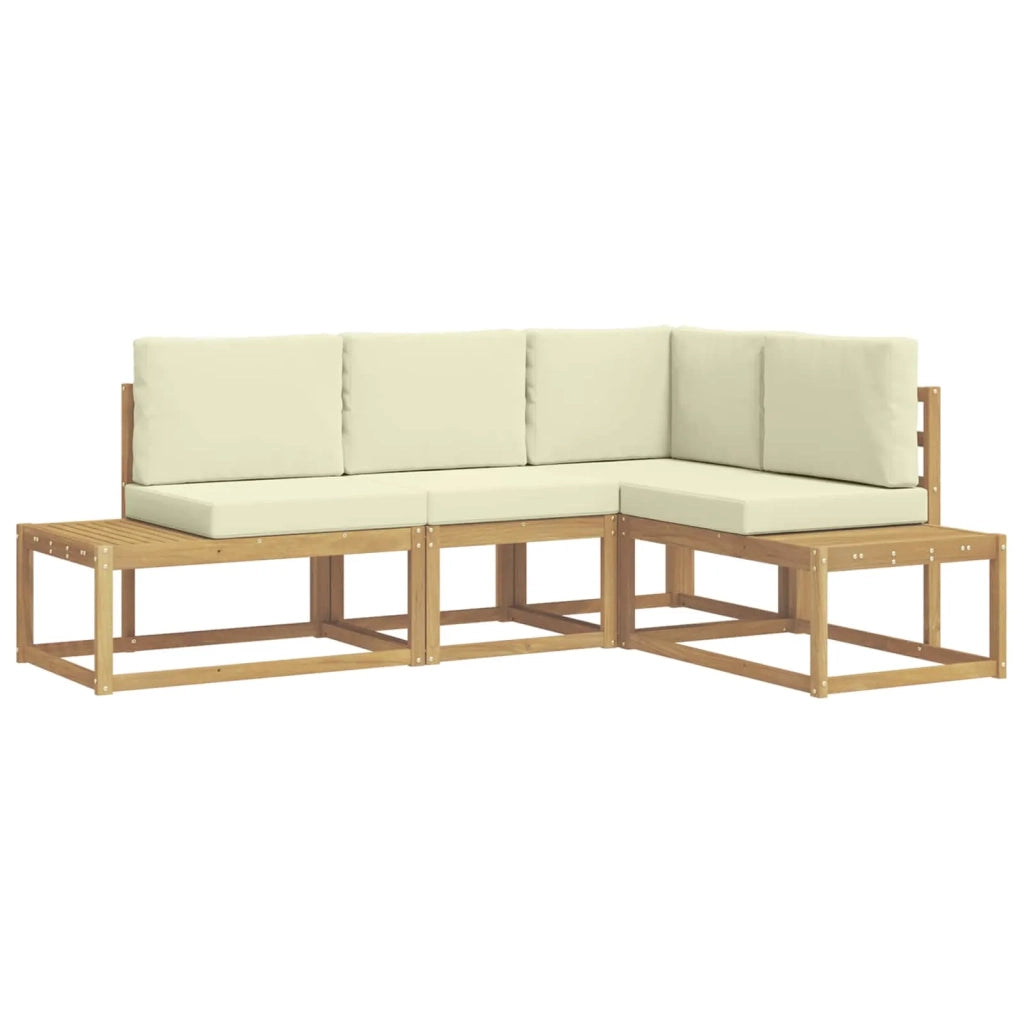 Set di divani da esterno-Sofa da giardino 3 Pezzo Bianco e Crema Poliestere