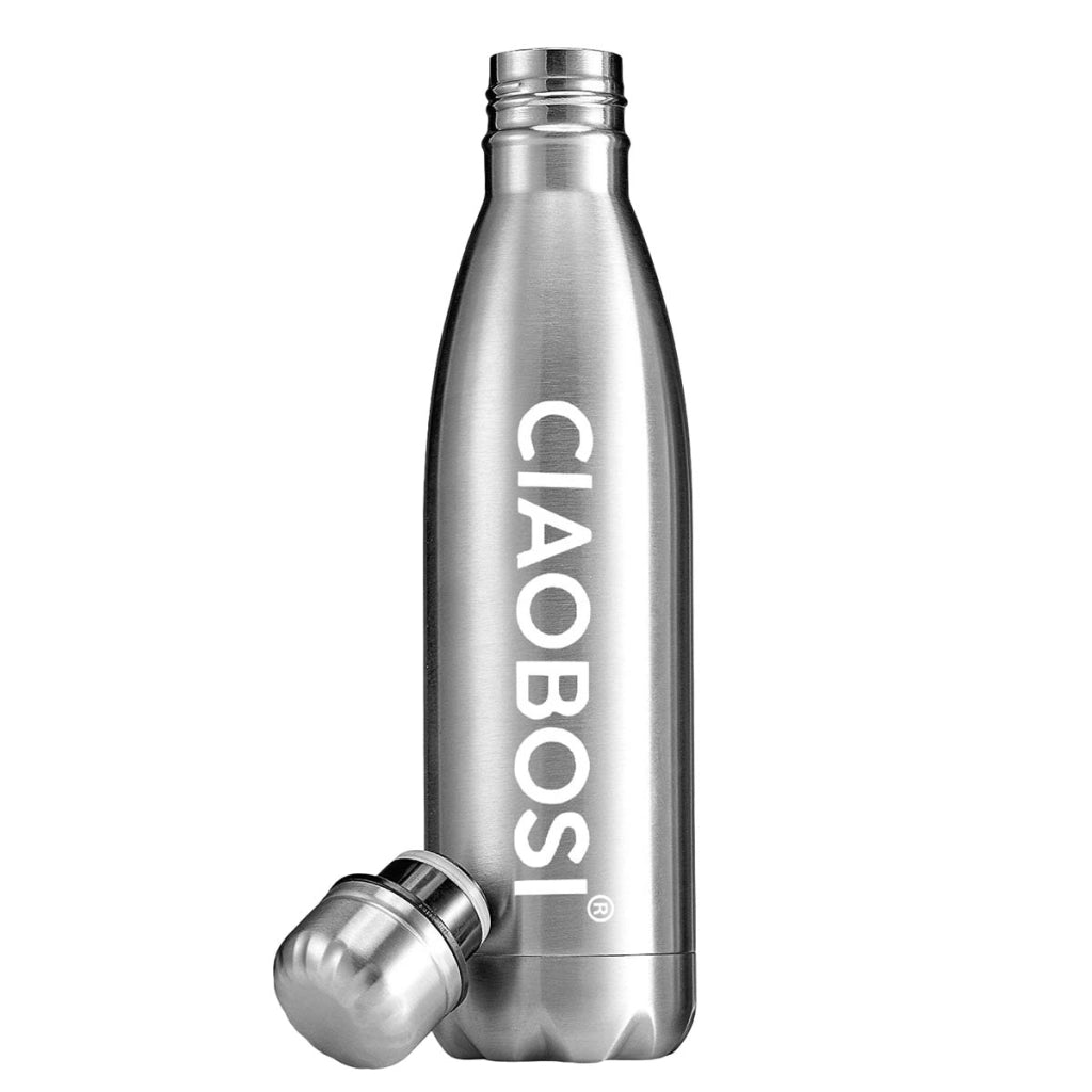 Bottiglia termica 500 ml design affusolato con tappo a prova di perdite Argento Avizar
