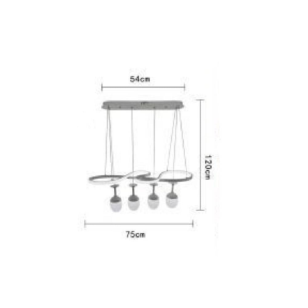 Trade Shop - Lampadario A Led Curve Bianco 4 Punti Luce 68 Watt Luce 3000k 4000k 6500k Lp-24b -