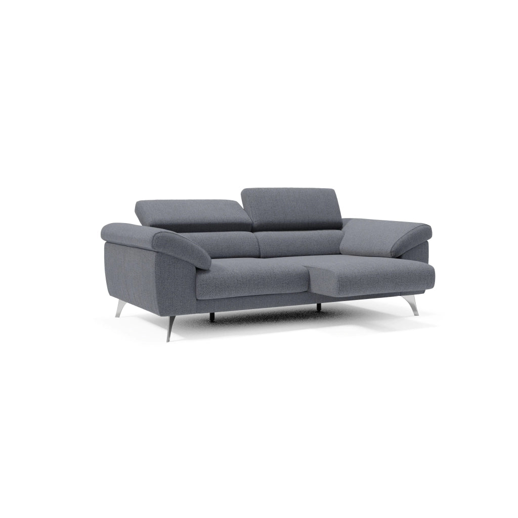 Donatello Divano con sedute allungabili braccioli contenitore e poggiatesta reclinabili in tessuto smacchiabile T23 183 cm blu grafite