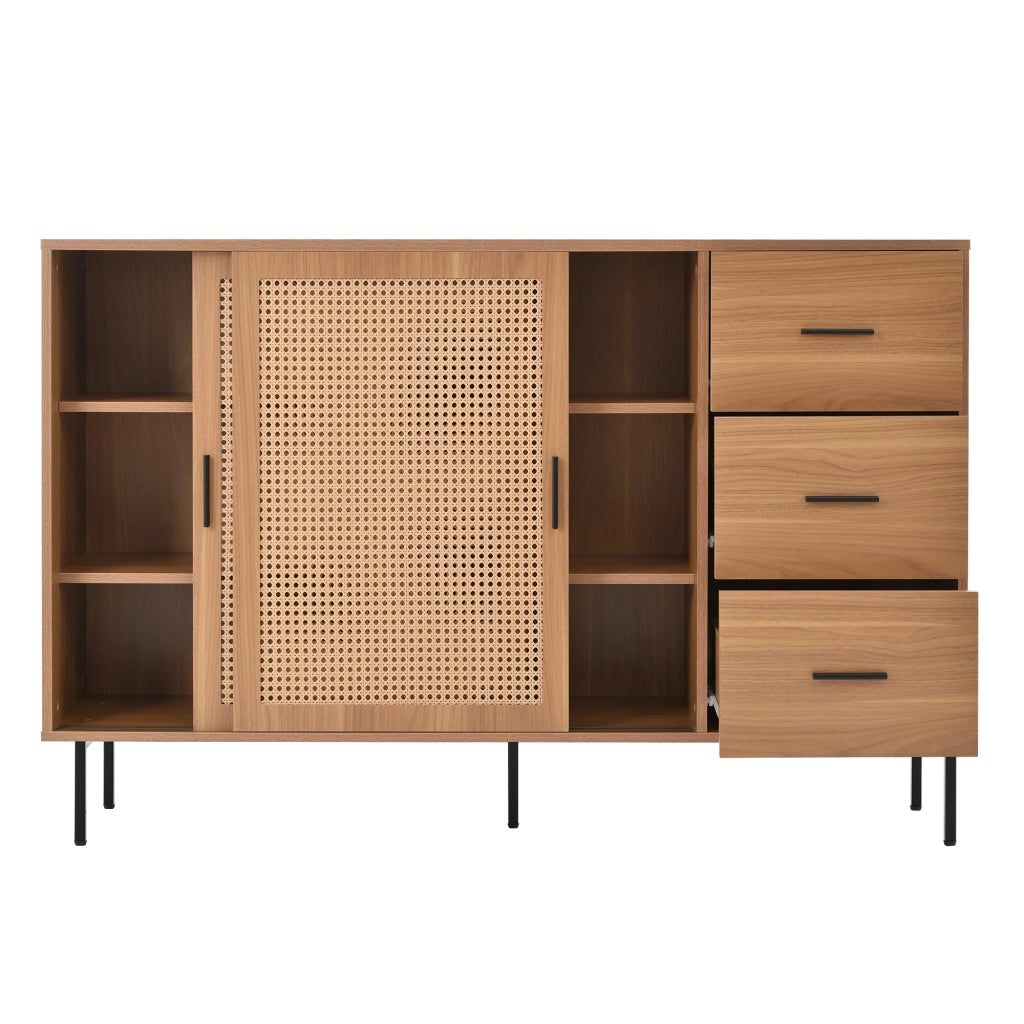 Credenza con 2 Ante Scorrevoli e 3 Cassetti ¨C MINIMAL ¨C 140x91x37 cm