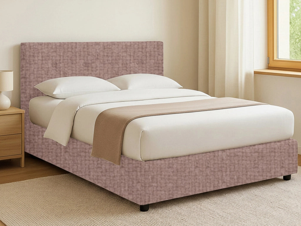 Preston, Letto Matrimoniale Sfoderabile Made in Italy, Rosa Antico