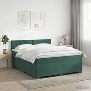 Letto con Box Spring, Materasso e LED Verde Scuro 140 x 200 cm 3452201