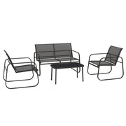 Set giardino 4 pezzi ¨C zephmum ¨C divano 2 posti, sedie, tavolo, tessuto, metallo, nero