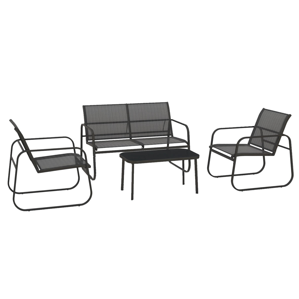 Set giardino 4 pezzi ¨C zephmum ¨C divano 2 posti, sedie, tavolo, tessuto, metallo, nero