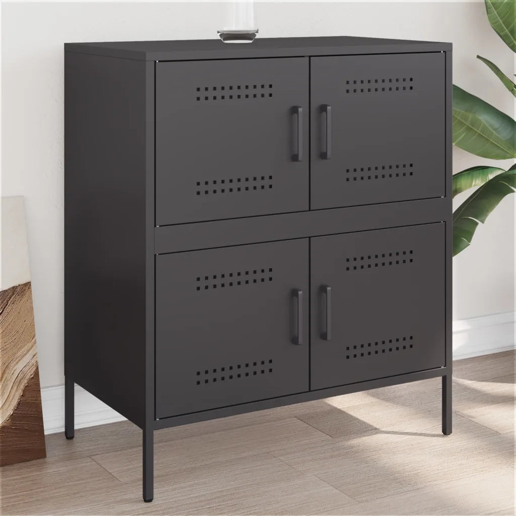Credenza | Madia | Buffet da pranzo | Armadio da pranzo Nera 68x39x79 cm in Acciaio